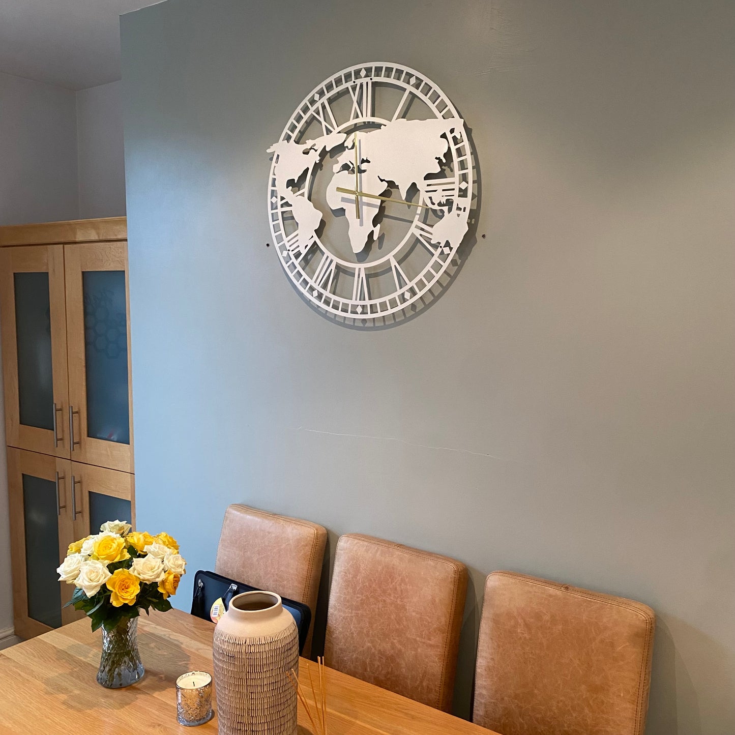 Bespoke Handmade World Map Metal Wall Clock