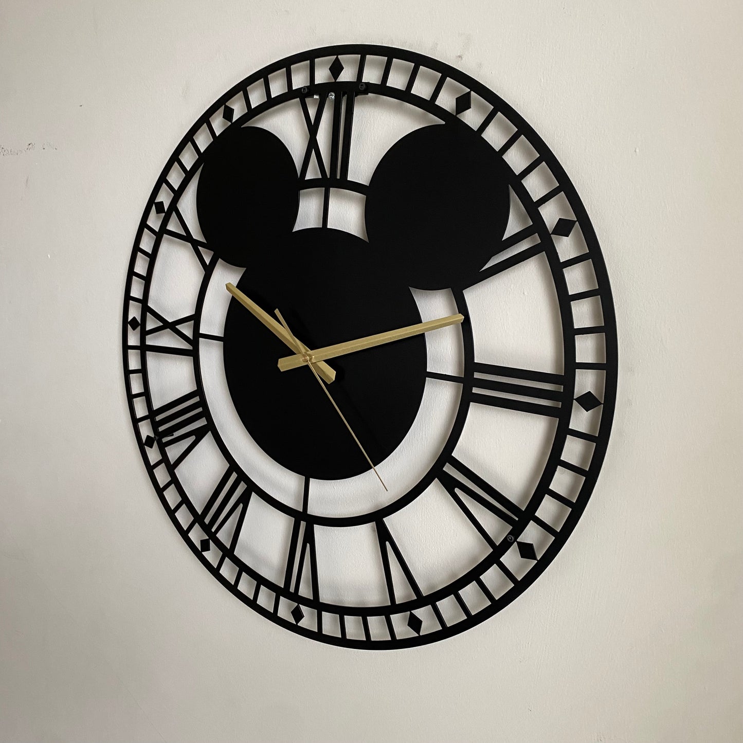 Bespoke Handmade Mickey Mouse Metal Wall Clock with Numerals