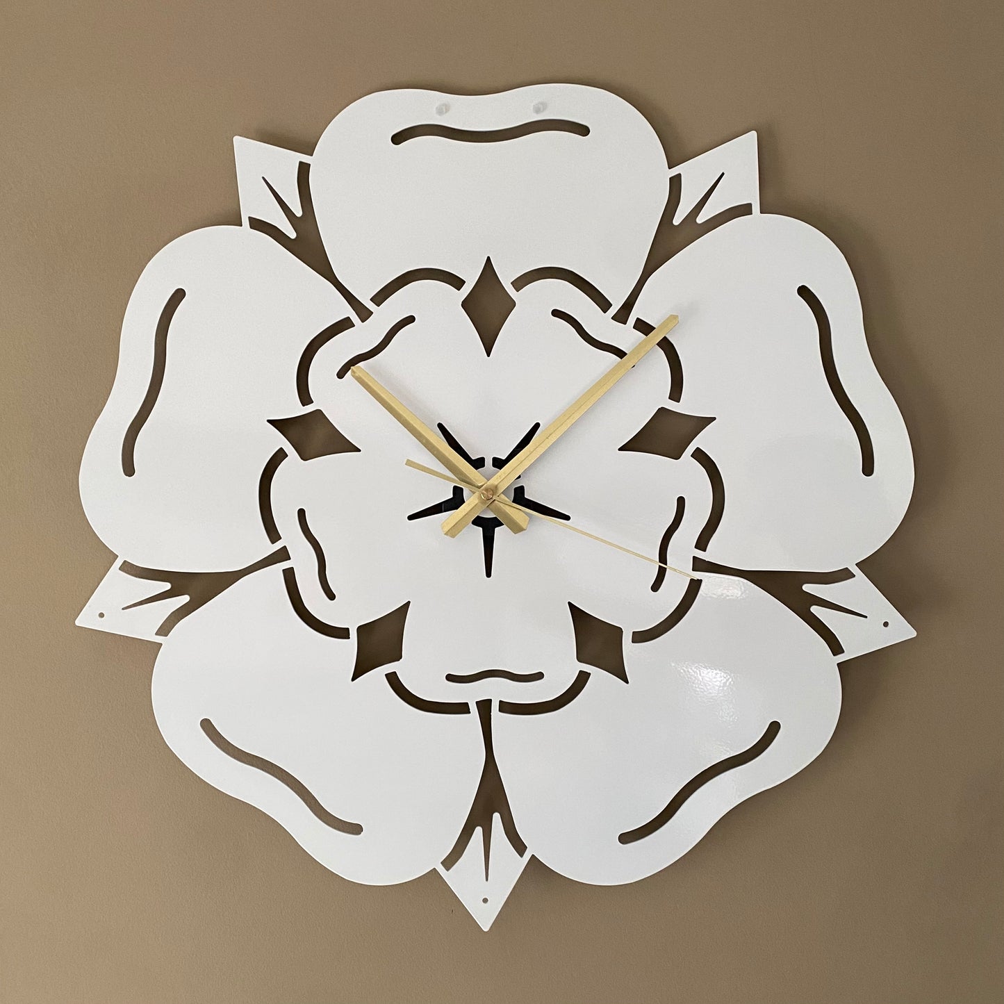 Bespoke Handmade Yorkshire Rose Metal Wall Clock