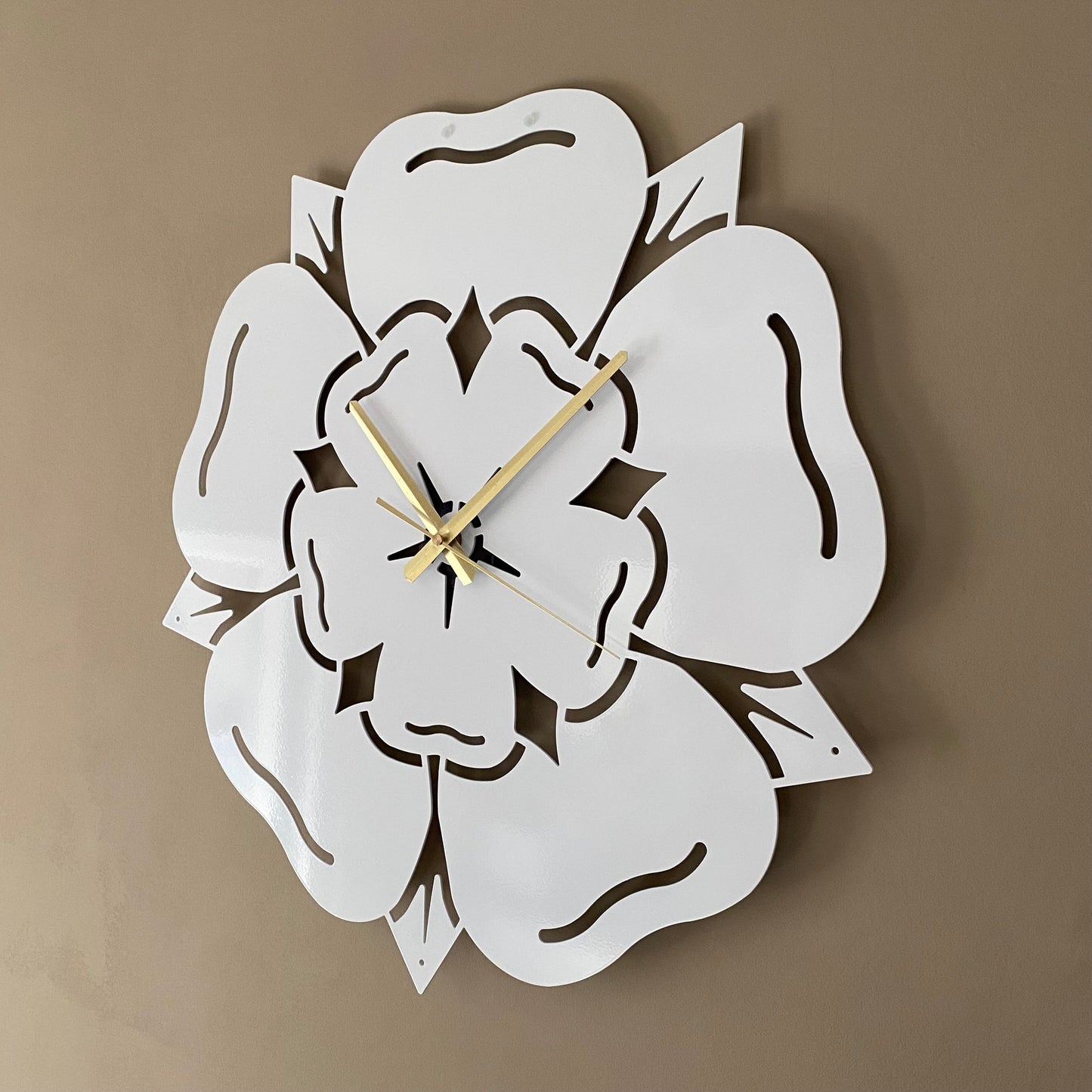 Bespoke Handmade Yorkshire Rose Metal Wall Clock
