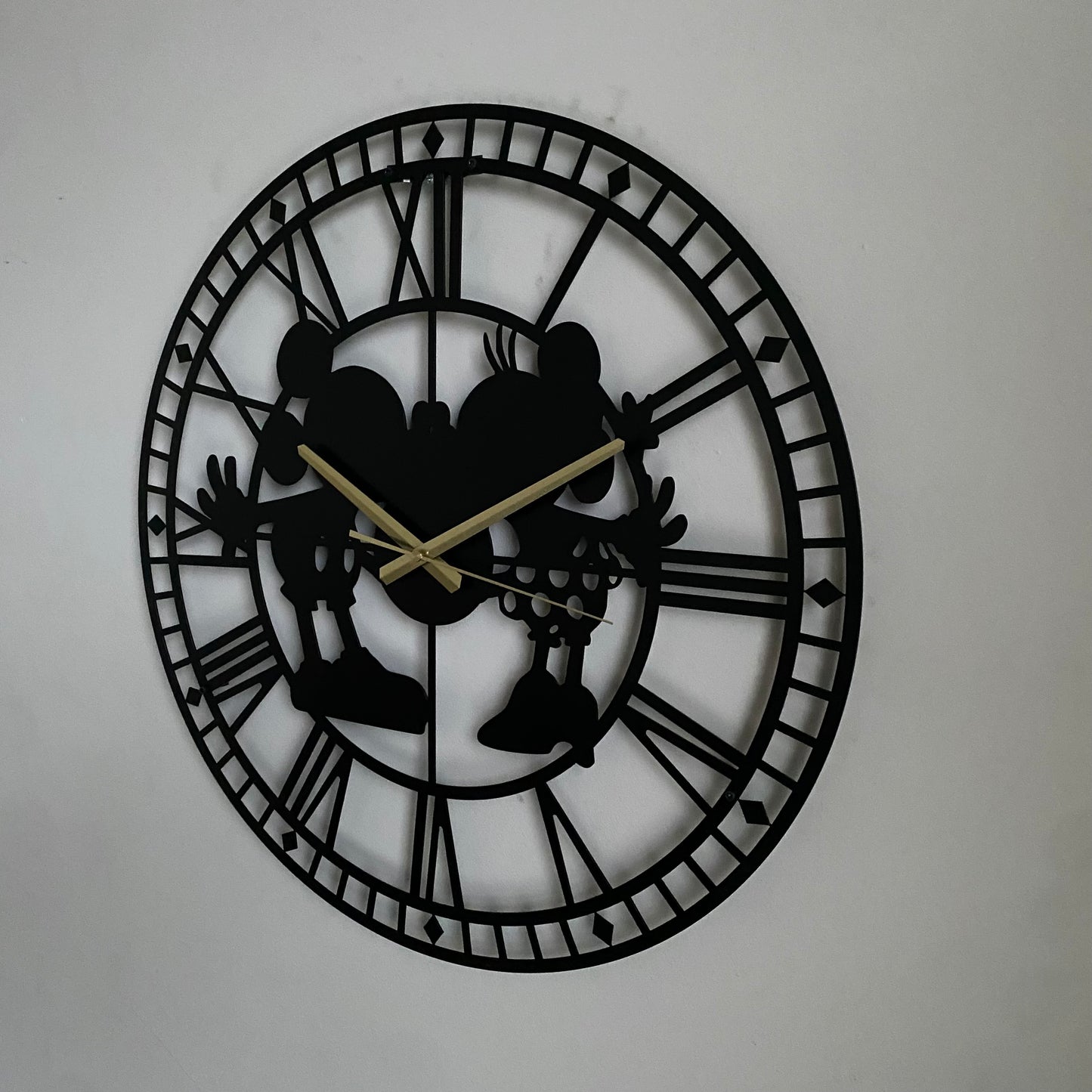 Bespoke Handmade Mickey and Minnie Mouse Metal Wall Clock