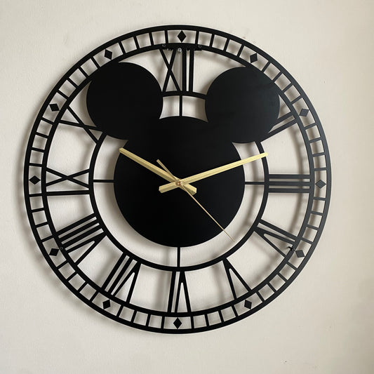 Bespoke Handmade Mickey Mouse Metal Wall Clock with Numerals