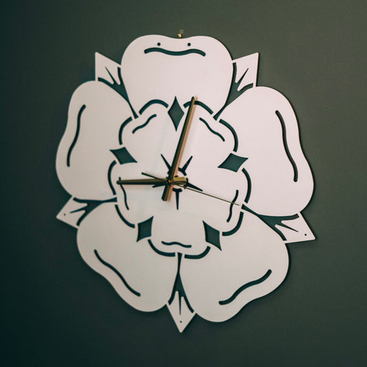 Bespoke Handmade Yorkshire Rose Metal Wall Clock