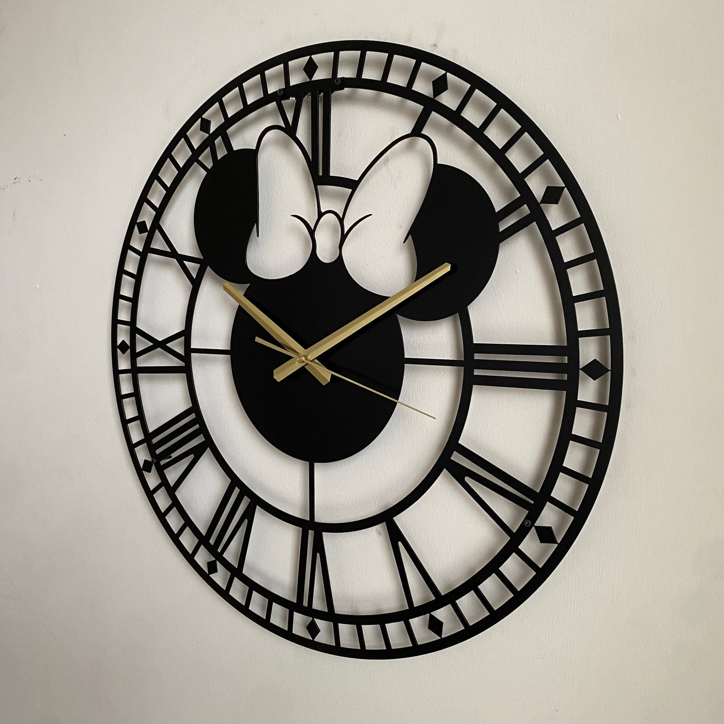 Bespoke Handmade Minnie Mouse Metal Wall Clock with Numerals